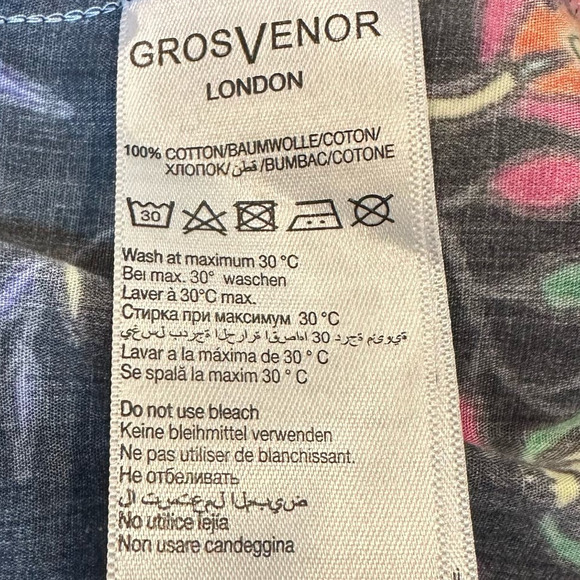 GrosVenor London Men's Funky Casual Colorful Black Floral Print Slim Fit sz XL - Picture 9 of 10